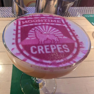 cocktail with image printed on it